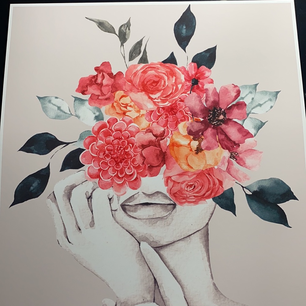 Watercolor Floral Woman Portrait Wall Art Illustration Print Poster Unframed - Picture 10 of 17